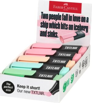 Faber-Castell TXTLNR Caja de 10 Marcadores Fluorescentes - Punta Biselada - Trazo entre 1, 2 y 5 mm - Tinta con Base de Agua - Colores Pastel Surtidos