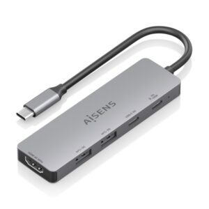 Aisens USB-C Dock 5 en 1 - USB-C a 1xHDMI - 2xUSB-A - 1xUSB-C - 1xUSB-C PD 100W - 15cm - Color Gris
