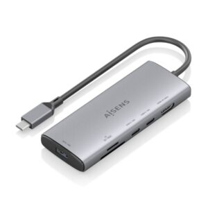 Aisens USB-C Dock 6 en 1 - USB-C a 1xHDMI - 1xUSB-A 10G - 2xUSB-C 10G - 1xSD - 1xMicroSD - 20cm - Color Gris