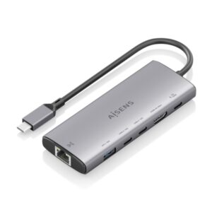 Aisens USB-C Dock 6 en 1 - USB-C a 1xHDMI - 1xRJ45 - 1xUSB-A 10G - 2xUSB-C 10G - 1xUSB-C PD 100W - 20cm - Color Gris