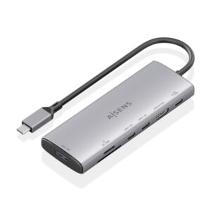 Aisens USB-C Dock 7 en 1 - USB-C a 1xHDMI - 1xUSB-A 10G - 2xUSB-C 10G - 1xSD - 1xMicroSD -  1xUSB-C PD 100W - 20cm - Color Gris