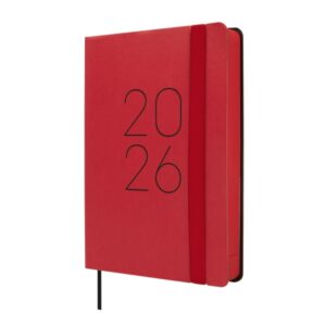 Finocam Flexi Lisa Agenda en Catalan - Anual 2026 - Tapa Blanda - Formato F4 - 120x23x172mm - 1 Dia por Pagina - Color Rojo