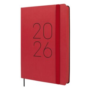 Finocam Flexi Lisa Agenda en Catalan - Anual 2026 - Tapa Blanda - Formato FA5 - 151x23x214mm - 1 Dia por Pagina - Color Rojo