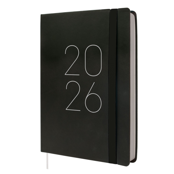 Finocam Flexi Lisa Agenda en Catalan - Anual 2026 - Tapa Blanda - Formato FA5 - 151x23x214mm - 1 Dia por Pagina - Color Negro