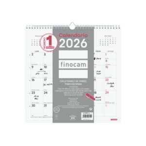 Finocam Chic Calendario de Pared - Anual 2026 - 300x5x310mm - Espacio para Escribir - Color Blanco