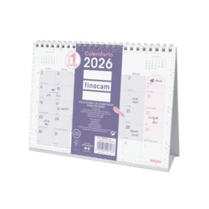 Finocam Chic Calendario de Sobremesa - Anual 2026 - 210x70x155mm - Espacio para Escribir - Color Morado