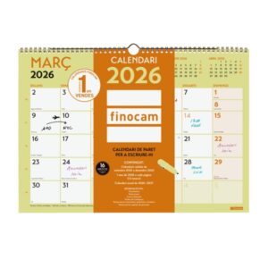 Finocam Grafik Calendario de Pared en Catalan - Anual 2026 - 420x10x300mm - Espacio para Escribir - Color Surtidos