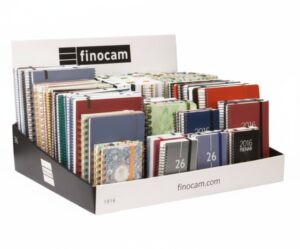 Finocam Expositor Grande con 100 Agendas de Espiral Surtidas - Anual 2026 - Color Surtidos