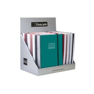 Finocam Expositor con 15 Agendas de Espiral Surtidas en Catalan - Anual 2026 - Formato E10 - Color Surtidos