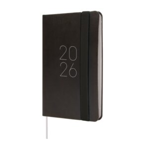 Finocam Flexi Lisa Agenda - Anual 2026 - Tapa Blanda - Formato F2 - 85x13x130mm - Semana Vista Horizontal - Color Negro