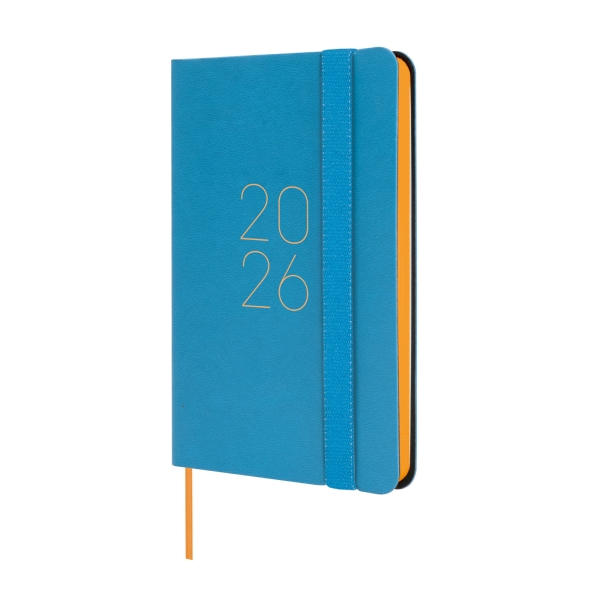 Finocam Flexi Lisa Agenda en Catalan - Anual 2026 - Tapa Blanda - Formato F2 - 85x13x130mm - Semana Vista Horizontal - Color Azul