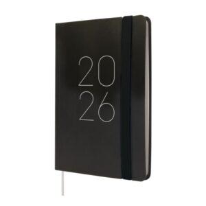 Finocam Flexi Lisa Agenda en Catalan - Anual 2026 - Tapa Blanda - Formato F4 - 120x13x172mm - Semana Vista Horizontal - Color Negro