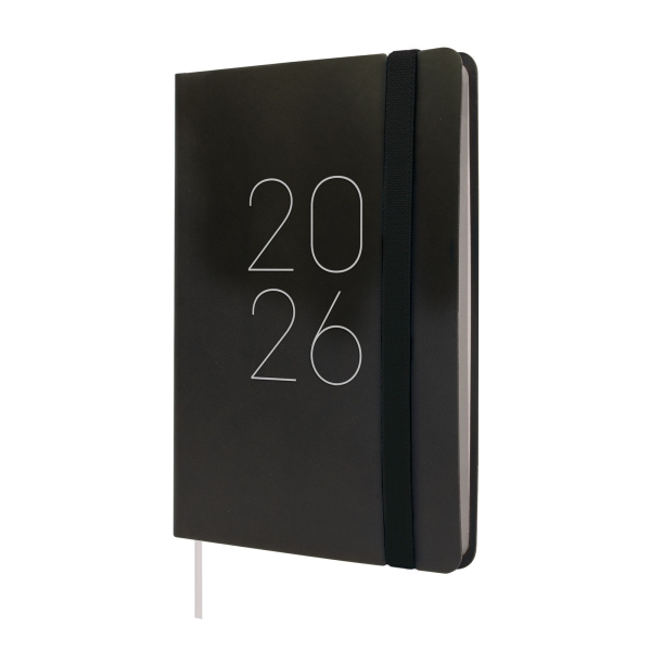 Finocam Flexi Lisa Agenda en Catalan - Anual 2026 - Tapa Blanda - Formato F4 - 120x13x172mm - Semana Vista Horizontal - Color Negro
