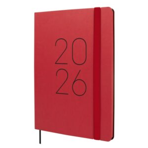 Finocam Flexi Lisa Agenda - Anual 2026 - Tapa Blanda - Formato FA5 - 151x13x214mm - Semana Vista en Vertical - Color Rojo