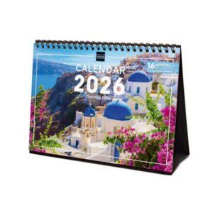 Finocam Calendario de Sobremesa Internacional - Anual 2026 - Imagenes Variadas - 210x70x155mm - Tematica de Ciudades y Pueblos