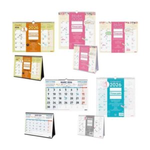 Finocam Trendy Pack de 38 Calendarios Surtidos en Catalan - Anual 2026 - Color Surtidos