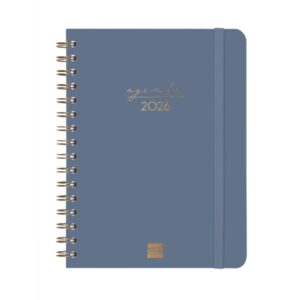 Finocam Alma Agenda - Anual 2026 - con Espiral - Formato E10 - 172x19x220mm - Semana Vista Horizontal - Color Azul