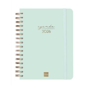 Finocam Alma Agenda en Catalan - Anual 2026 - con Espiral - Formato E10 - 180x30x220mm - 1 Dia por Pagina - Color Menta