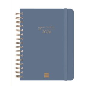 Finocam Alma Agenda en Catalan - Anual 2026 - con Espiral - Formato E10 - 180x30x220mm - 1 Dia por Pagina - Color Azul