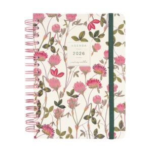 Finocam Moniquilla Agenda de Espiral - Anual 2026 - Planificador - Cierre de Goma - Formato E10 - 155X212mm - 1 Dia por Pagina - Tematica de Flores