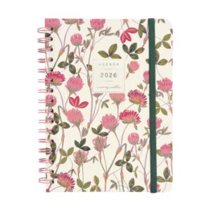 Finocam Moniquilla Agenda de Espiral en Catalan - Anual 2026 - Planificador - Cierre de Goma - Formato E10 - 155X212mm - Semana Vista Horizontal - Tematica de Flores