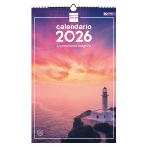 Finocam Calendario de Pared - Anual 2026 - Imagenes Variadas - con Espiral - Espacio para Escribir - Tematica de Atardeceres Magicos