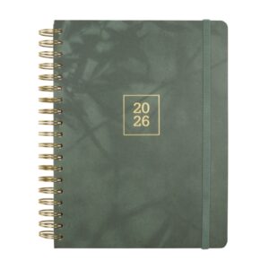 Finocam Optimal Agenda de Espiral Internacional - Anual 2026 - Planificador - Cierre de Goma - Formato B5 - 176x250mm - Semana Vista Horizontal - Color Verde