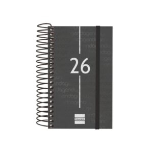 Finocam Year Agenda de Espiral - Tapa Ligera - Formato E3 - 95x24x127mm - 1 Dia por Pagina - Color Negro