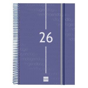 Finocam Year Agenda de Espiral - Anual 2026 - Tapa Ligera - Formato E40 - 230x29x297mm - 1 Dia por Pagina - Color Azul