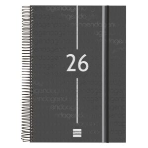 Finocam Year Agenda de Espiral - Tapa Ligera - Formato E40 - 230x29x297mm - 1 Dia por Pagina - Color Negro