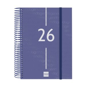 Finocam Year Agenda de Espiral en Catalan - Anual 2026 - Tapa Ligera - Formato E10 - 175x29x212mm - 1 Dia por Pagina - Color Azul