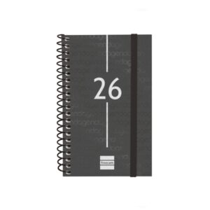Finocam Year Agenda de Espiral - Anual 2026 - Tapa Ligera - Formato E3 - 85x14x127mm - Semana Vista Horizontal - Color Negro