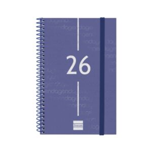 Finocam Year Agenda de Espiral - Anual 2026 - Tapa Ligera - Formato E5 - 125x14x181mm - Semana Vista Horizontal - Color Azul