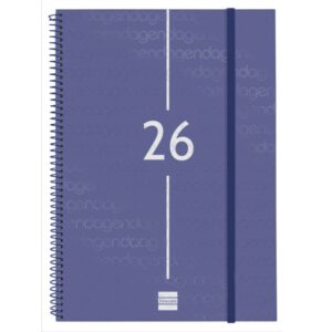 Finocam Year Agenda de Espiral - Anual 2026 - Tapa Ligera - Formato E40 - 217x14x297mm - Semana Vista Horizontal - Color Azul