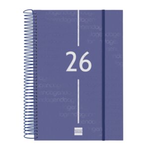 Finocam Year Agenda de Espiral - Anual 2026 - Tapa Ligera - Formato E11 - 175x29x242mm - 1 Dia por Pagina - Color Azul