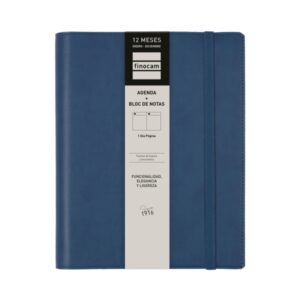 Finocam Duoband Agenda - Anual 2026 - Bloc de Notas - Formato E10 - 176x28x226mm - 1 Dia por Pagina - Color Azul