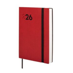 Finocam Dynamic Mara Agenda Profesional - Anual 2026 - Tapa Blanda - Cierre con Goma Elastica - Formato Y4 - 124x22x174mm - 1 Dia por Pagina - Color Rojo