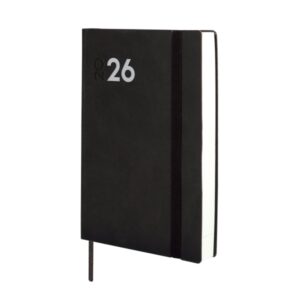 Finocam Dynamic Mara Agenda Profesional - Anual 2026 - Tapa Blanda - Cierre con Goma Elastica - Formato Y4 - 124x22x174mm - 1 Dia por Pagina - Color Negro