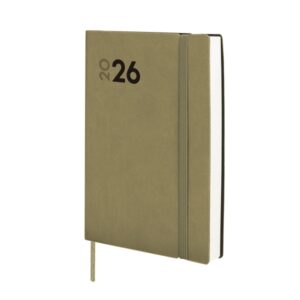 Finocam Dynamic Mara Agenda Profesional en Catalan - Anual 2026 - Tapa Blanda - Cierre con Goma Elastica - Formato Y4 - 124x22x174mm - 1 Dia por Pagina - Color Verde