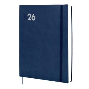 Finocam Dynamic Mara Agenda Profesional - Anual 2026 - Tapa Blanda - Cierre con Goma Elastica - Formato Y12 - 214x25x275mm - 1 Dia por Pagina - Color Azul