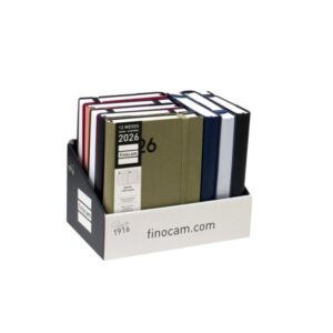 Finocam Dynamic Mara Expositor con 8 Agendas Surtidas - Anual 2026 - Tapa Blanda - Cierre con Goma Elastica - Formato Y4 - 1 Dia por Pagina - Color Surtidos