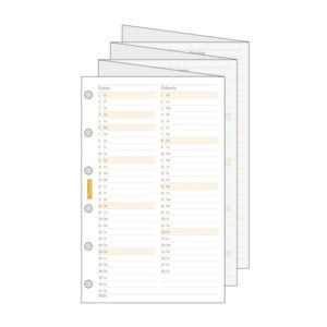 Finocam C296 Planificador de Recambio para Agendas Classic - Anual 2026 - Desplegable - Formato 602 - 73x1x114mm - Color Blanco