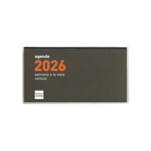 Finocam Min Agenda Plana en Catalan - Anual 2026 - Formato Pl1 - 121x6x67mm - Semana Vista en Vertical - Color Verde Oscuro