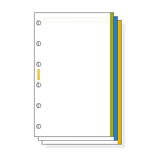 Finocam C245 Notas de Recambio para Agendas Classic - Liso con Banda de Color - Formato 602 - 73x114x5mm - Color Blanco