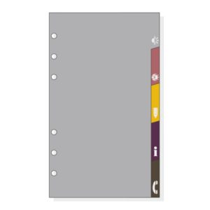 Finocam C963 Separadores Laterales para Agendas Classic - 5 Solapas - Formato 609 - 104x171x2mm - PVC - Color Gris