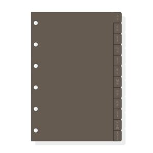 Finocam C261 Indice Alfabetico para Agendas Classic - 12 Solapas - Formato 602 - 83x114x3mm - PVC - Color Marron
