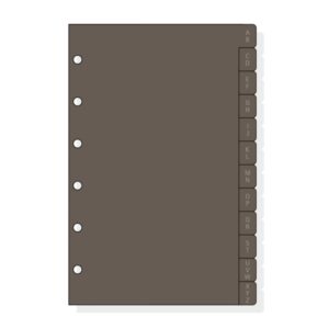 Finocam C361 Indice Alfabetico para Agendas Classic - 12 Solapas - Formato 603 - 86x127x3mm - PVC - Color Marron
