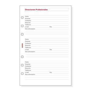 Finocam R551 Recambio Direcciones Profesionales para Agendas Open - Especial Direcciones Profesionales - Formato 500 - 117x5x181mm - Color Blanco
