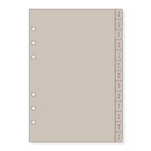 Finocam R564 Indice Alfabetico para Agendas Open - 13 Solapas - Formato 500 - 129x2x181mm - PVC - Color Beige Grisaceo