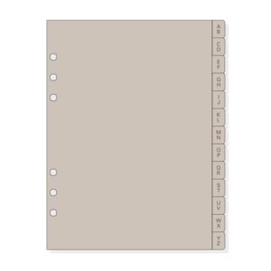 Finocam R1064 Indice Alfabetico para Agendas Open - 13 Solapas - Formato 1000 - 166x2x215mm - PVC - Color Beige Grisaceo